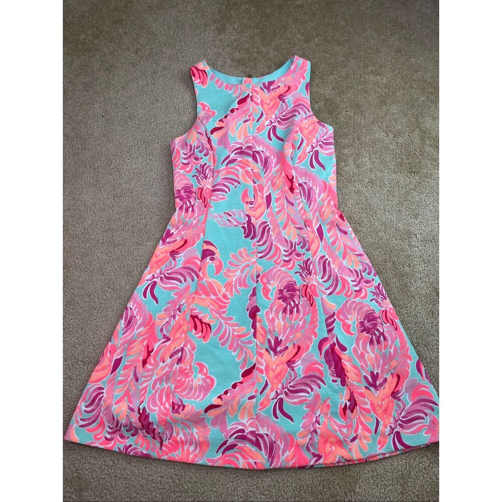 Lilly Pulitzer Women’s Dress Size M Sleeveless Tropical Print A-Line Zip Back